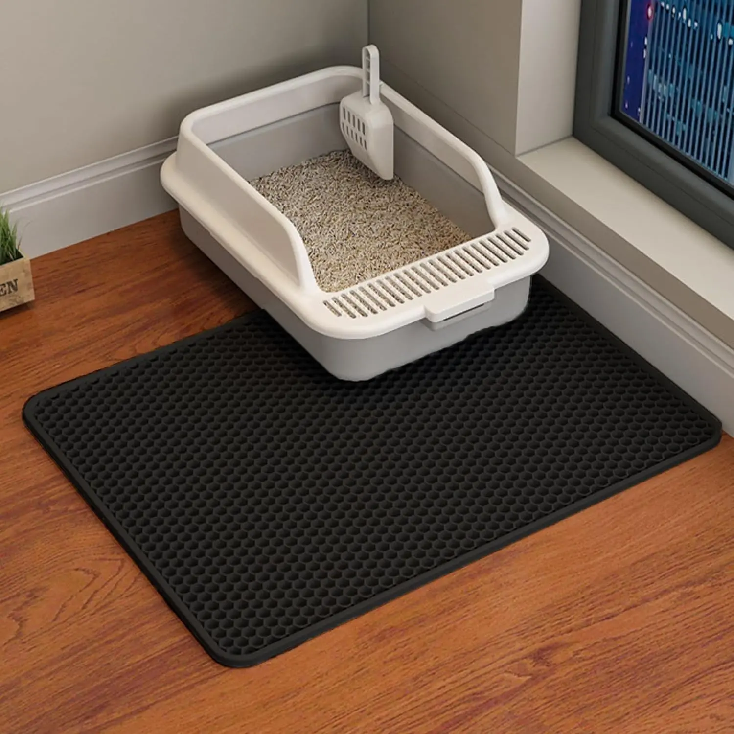 Anti-Slip Double-Layer Honeycomb Cat Litter Mat Waterproof EVA Material for Durable Box Floor 1005010195540339