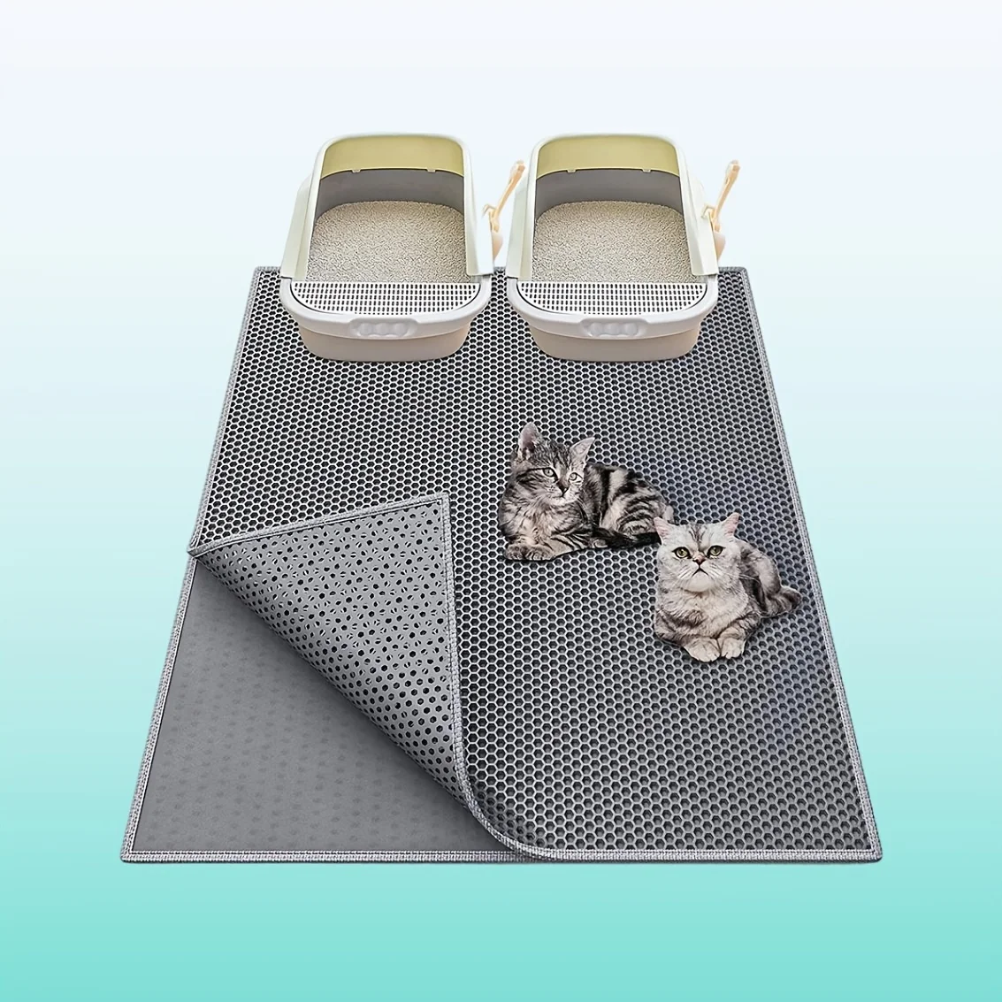 Oversized Double-Layer Cat Litter Mat, EVA Waterproof Litter Trapper 1005010196492108