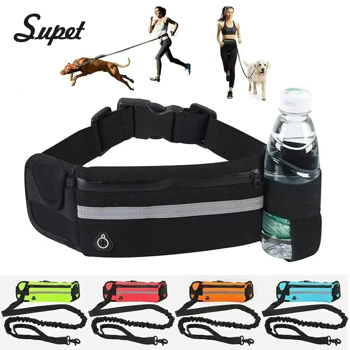 Hands Free Dog Leash Reflective Leash with Waist Bag Retractable Elastic Belt Dog Traction Rope for 1005010203218697