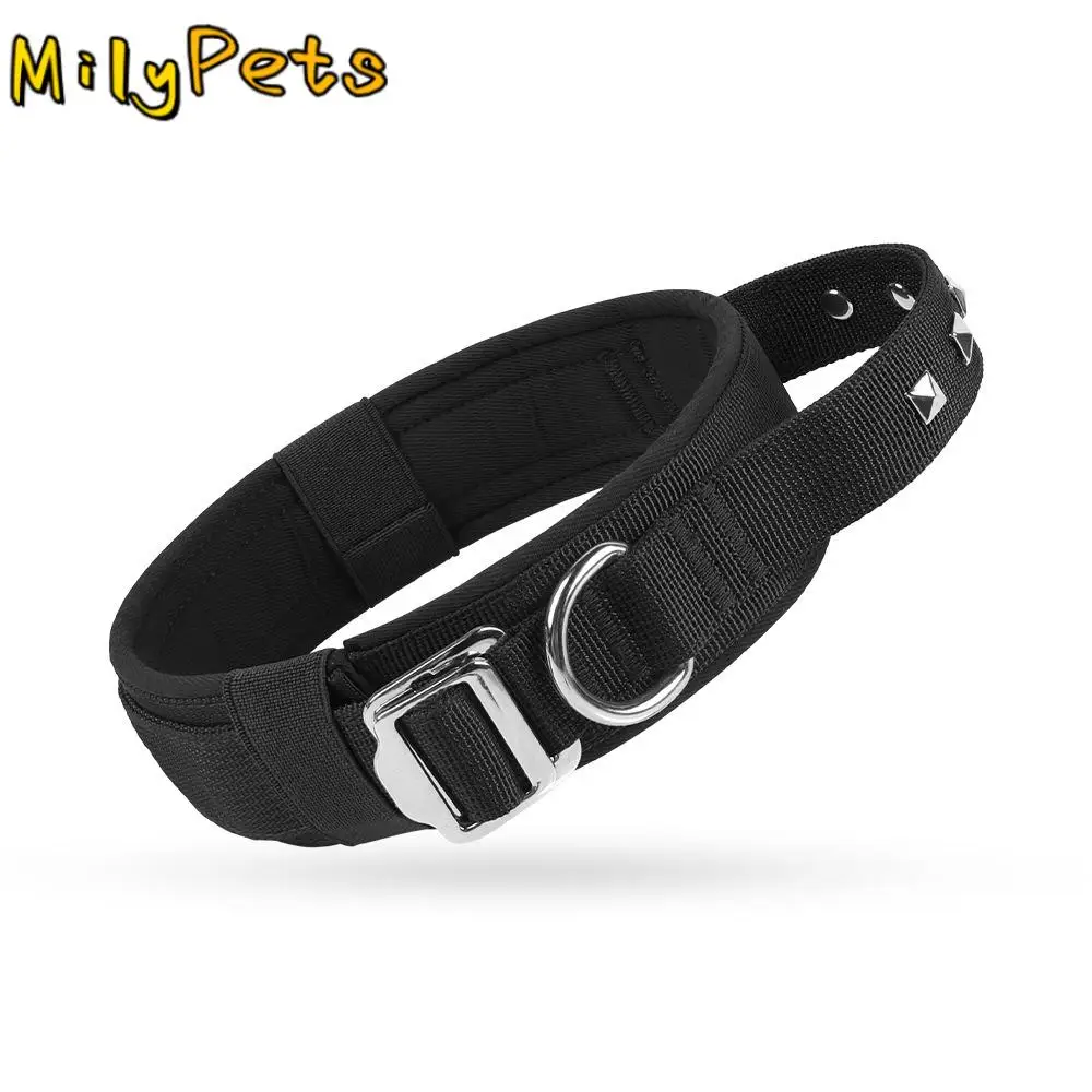 Durable Adjustable Dog Training Collar Breathable Heavy Duty Rivet Metal Buckle Pet Leash Medium 1005010208233183