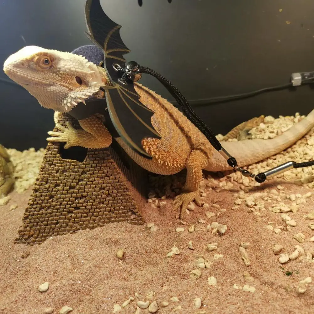 Adjustable Bearded Dragon Leash with Bat Wings Soft Leather Lizard Harness for Amphibians and Other 1005010211541453
