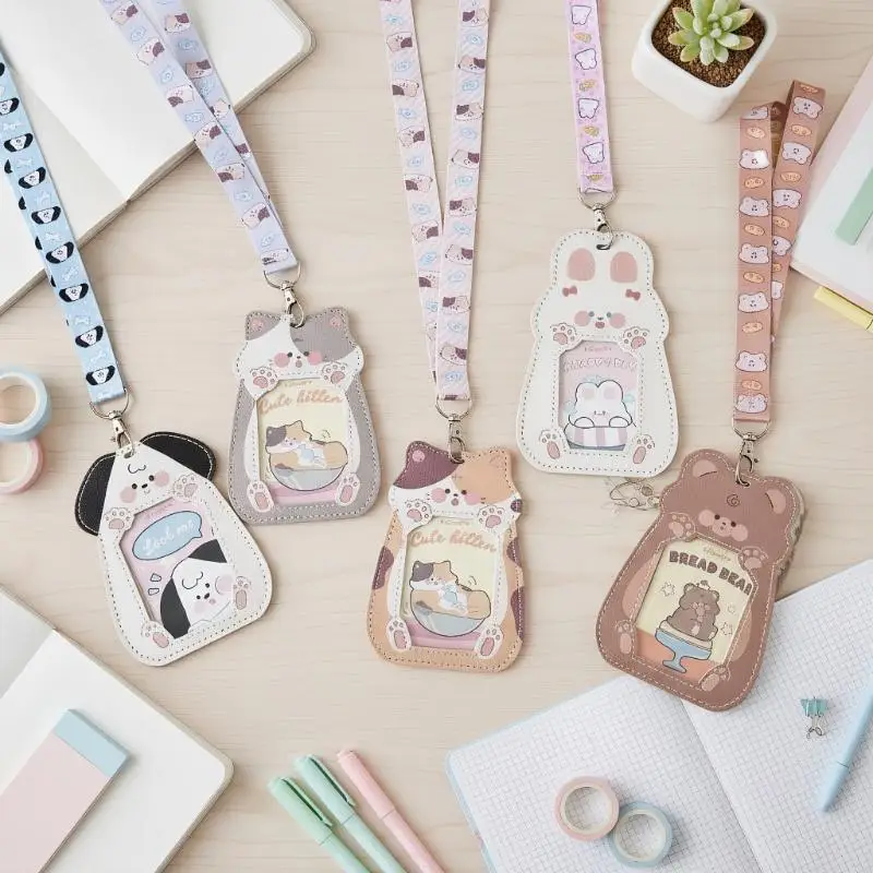 Imaginative Cat Dog 3inch Leather Card Cover & Lanyard for Student ID Tag Neck Strap 1005010221626374