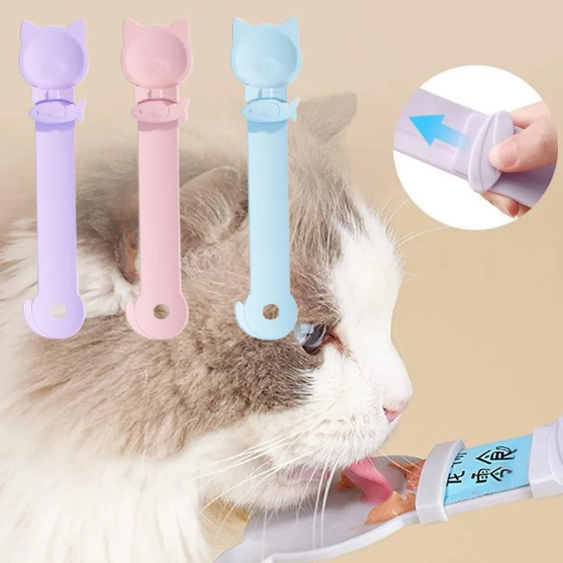 Cat Strip Feeder Spoon Long Handle Lickable Wet Food Dispenser for Cats Pet Meat Puree Squeeze 1005010224458991