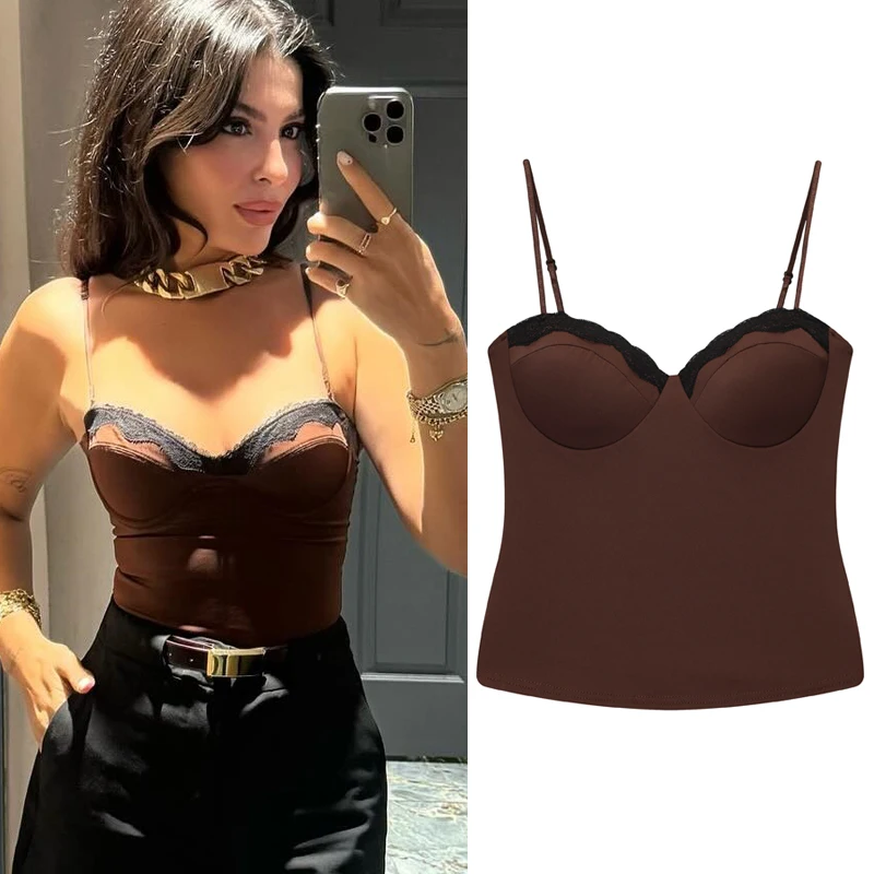 Halter Elegant Woman Tops With Lace Tops For Woman Corset Female Summer Tank Tops With Straps 1005010226305172