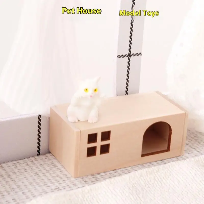 1:12 Miniature Kennel Pet House Cat and Dog Ornament Furniture Model Decor Toy Dollhouse (1 Set) 1005010232505700