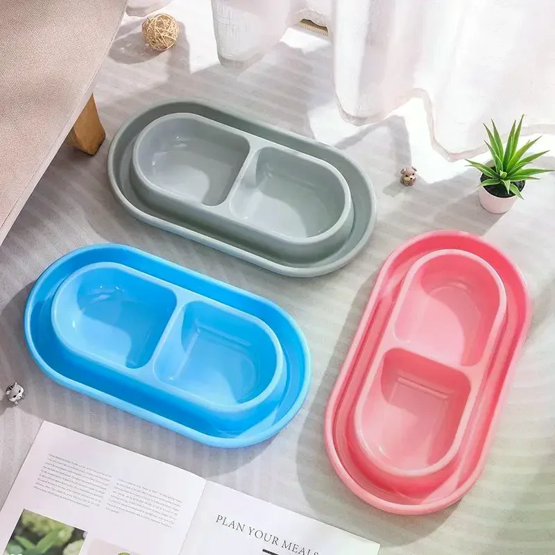 Pet Feeding Double Bowls Plastic Anti Ants Food Water Feeder Dogs Cats Puppy Automatic Dog 1005010234933309