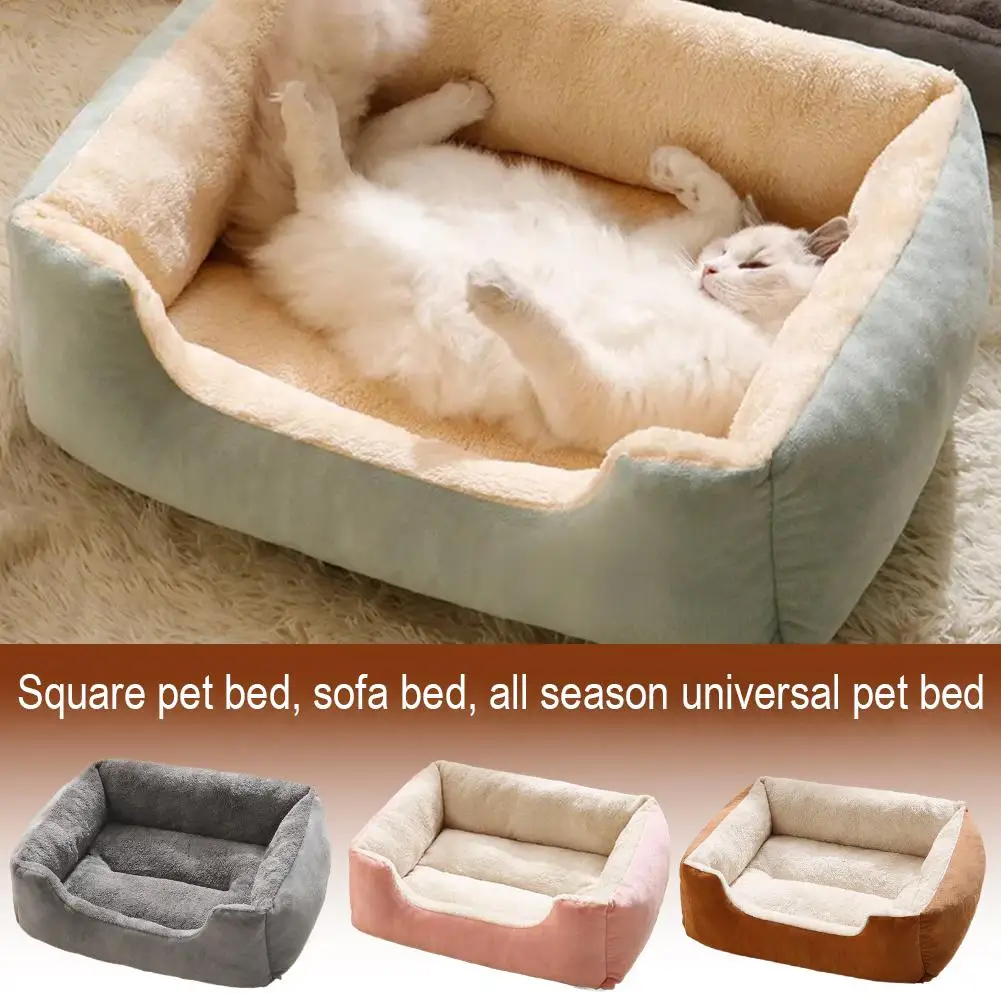 Bed for Cats Pet Products Cushions Kitten Goods Accessories Winter Warm Cat Kennel Dog Pad Square 1005010236765960
