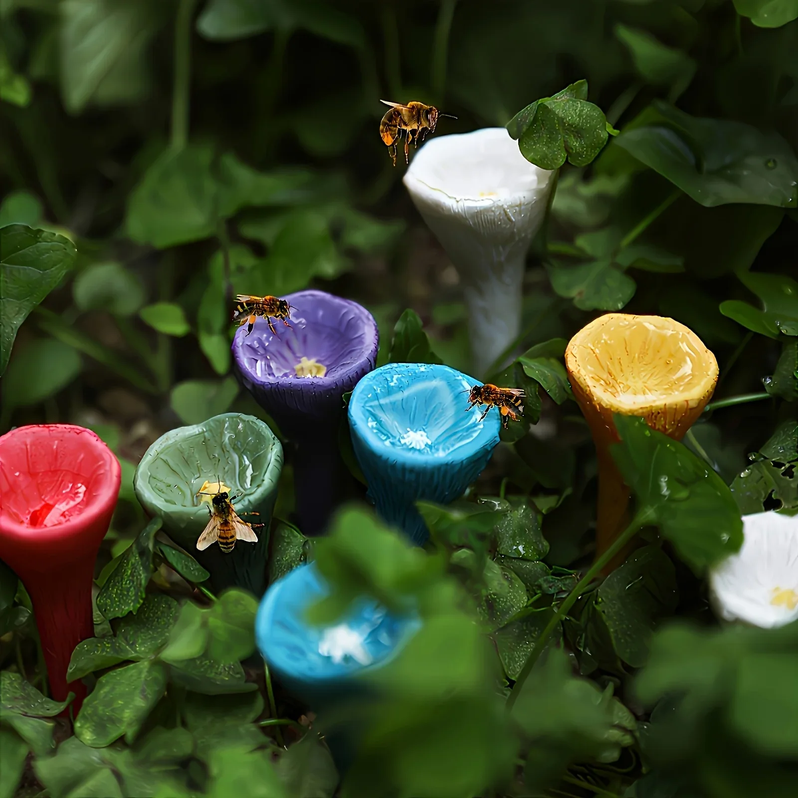 Bees Insect Drinking Cup Bee Drinking Fountain Cup Flower Shape Bees Water Feeder with Nursery Cup 1005010241978260