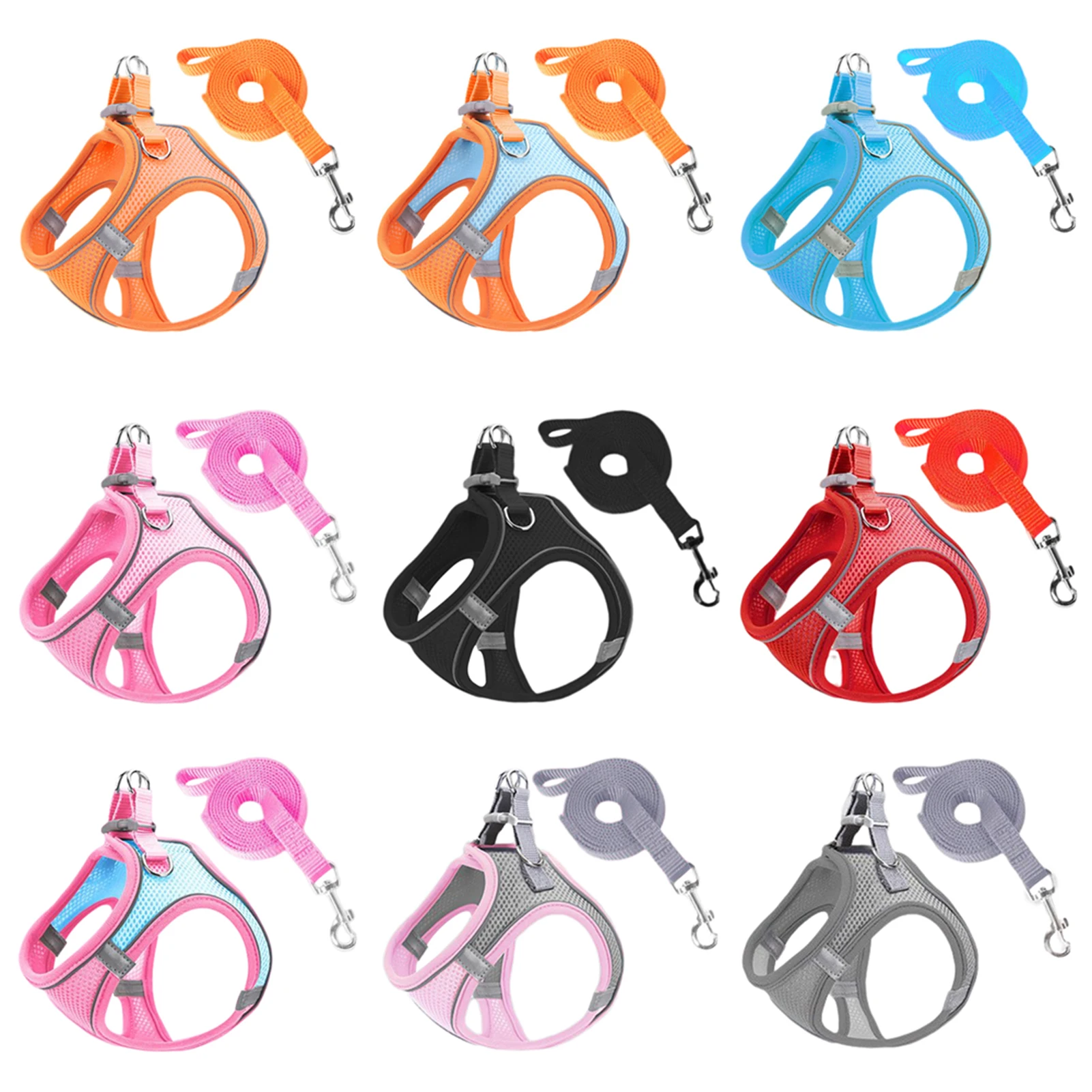 Cat Dog Harness Vest Chest Rope Set Reflective Breathable Adjustable Pet Harness for Small Medium 1005010242833982