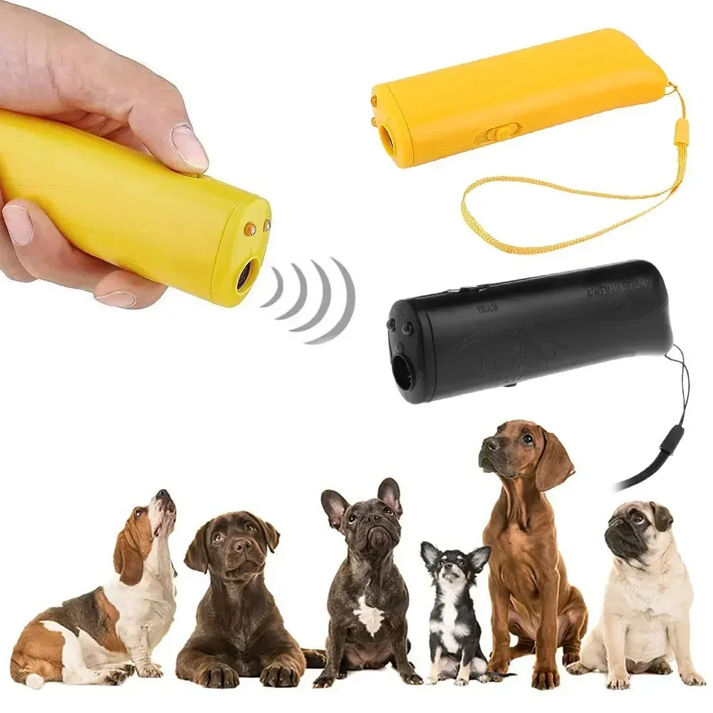 Double Head Stop Bark Deterrents Ultrasonic Pet Dog Repeller Trumpet LED Flashlight Portable Anti 1005010248714125