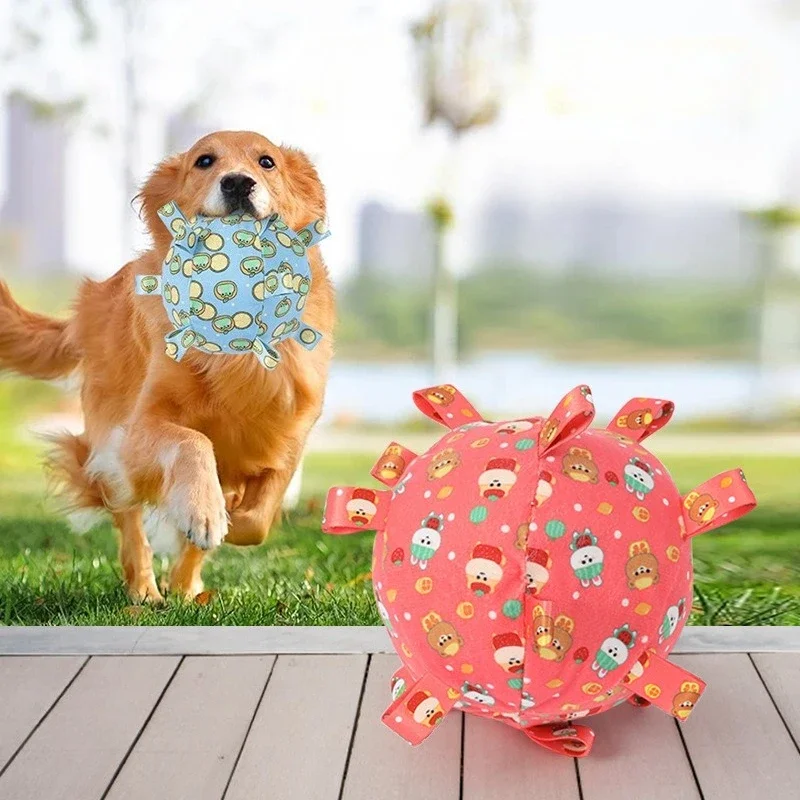 Plush Handle Dog Toys with Bells Pet Supplies Interactive Ball Toy for Aggressive Chewers Training 1005010259086252