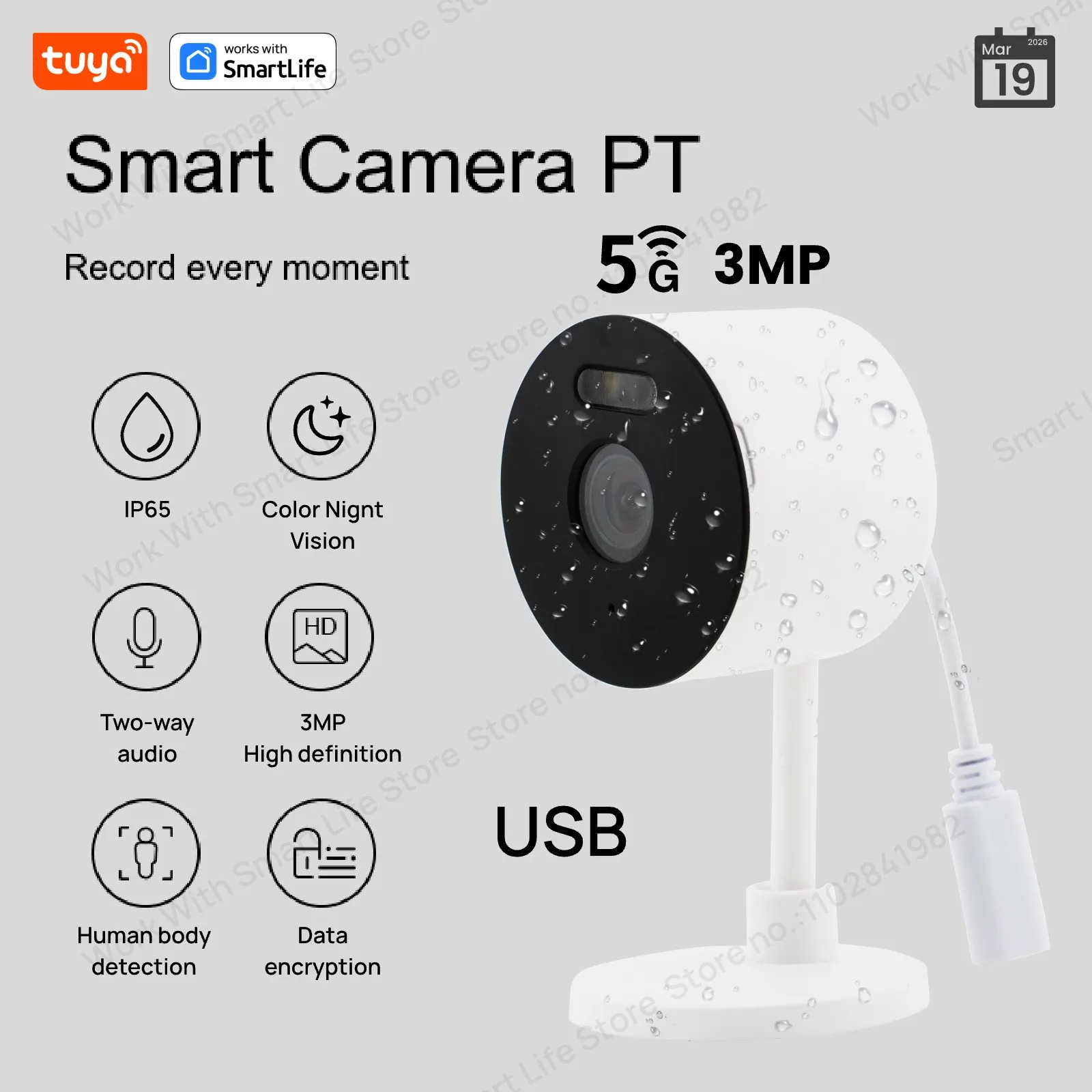 Tuya Smart 3MP&1080P HD Wifi Security Camera 5G/2.4G Indoor/Outdoor Pet Baby Monitor Color Night 1005010264061346