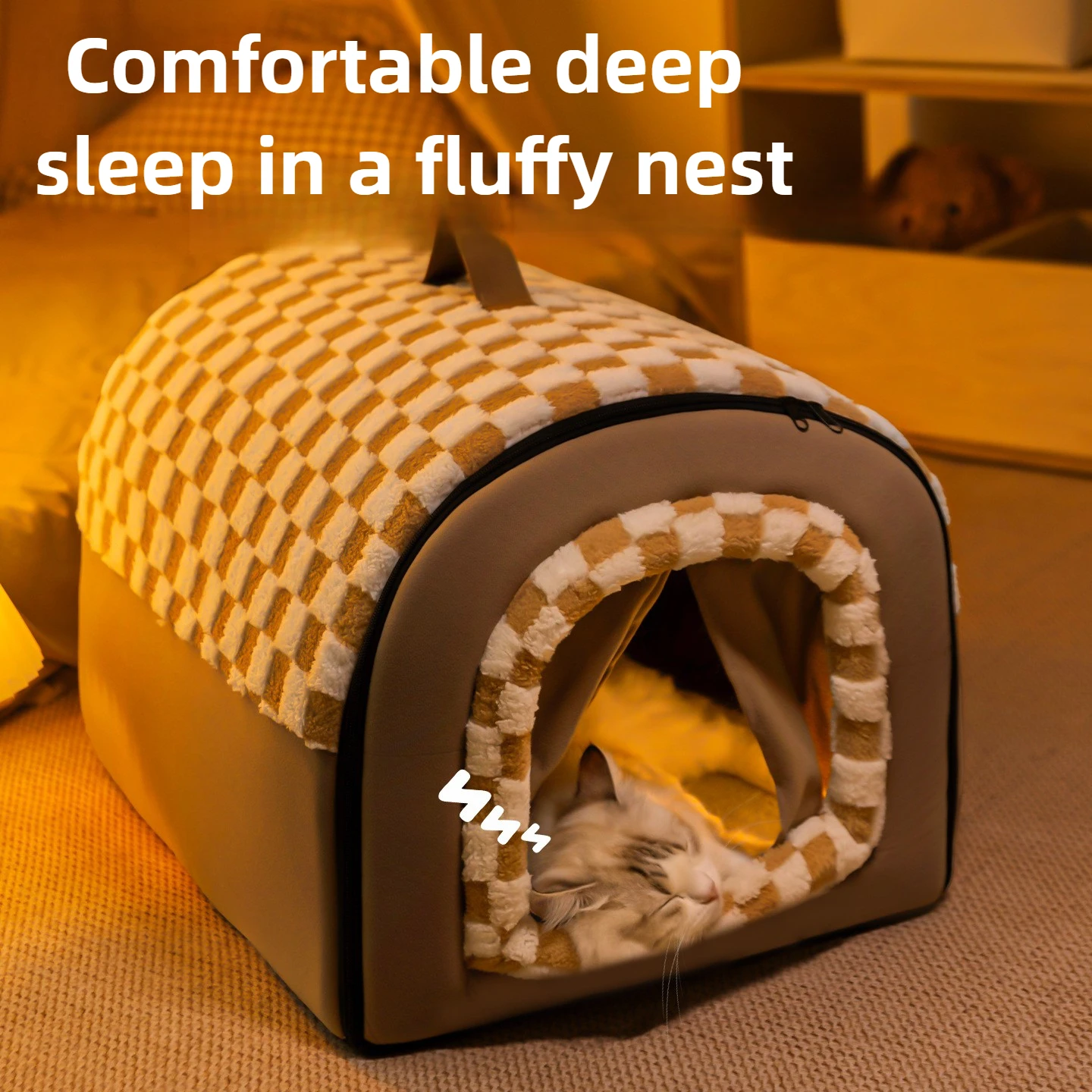Enclosed Cat Bed House, 4 Seasons Warm Tent with Removable Washable Cover 1005010266236862