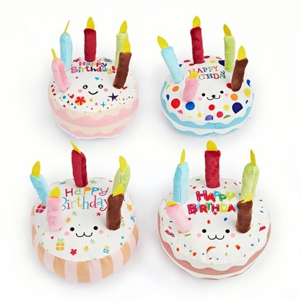 New Birthday Cake Dog Toys Interactive Bite Resistant Gnaw Toys Puppy Teething 16cm Stuffed Cake 1005010288030719