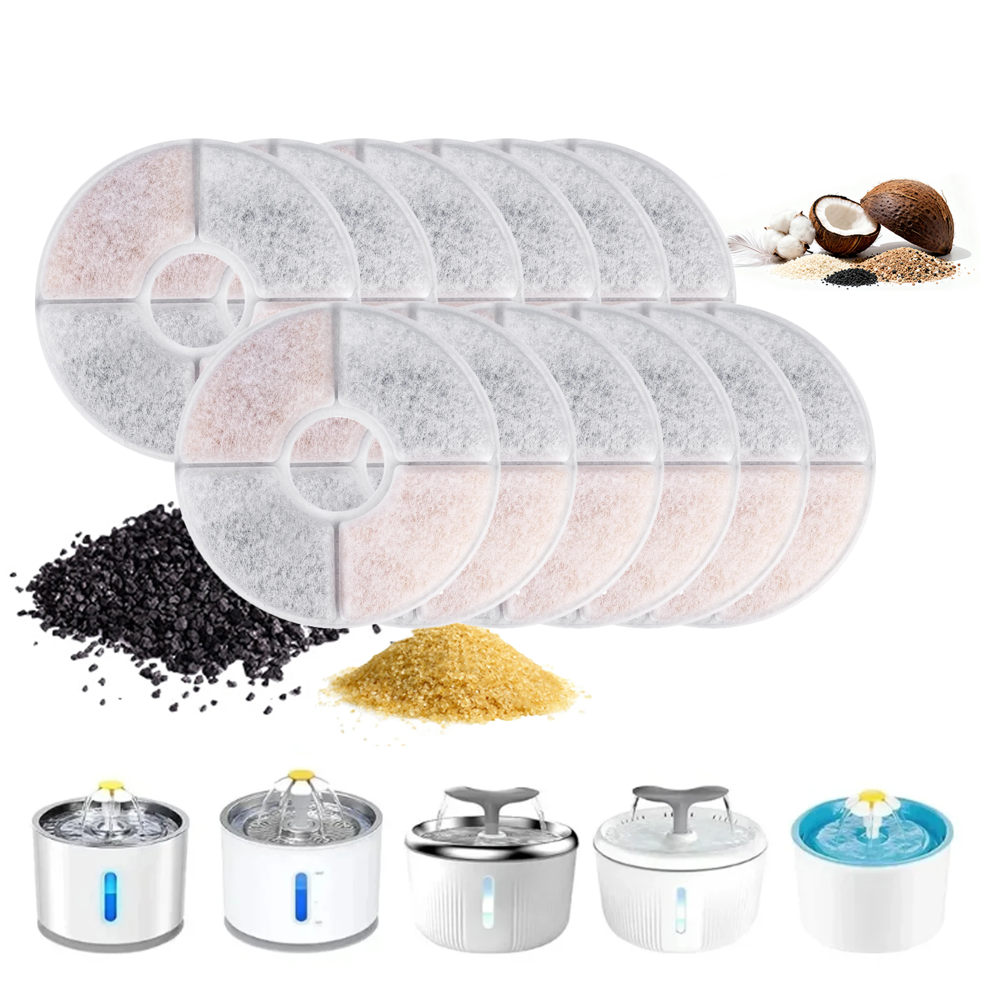 Cat Water Drinking Fountain Replaced Filters Round Fountain Dispenser Pet Replacement Activated 1005010289800263