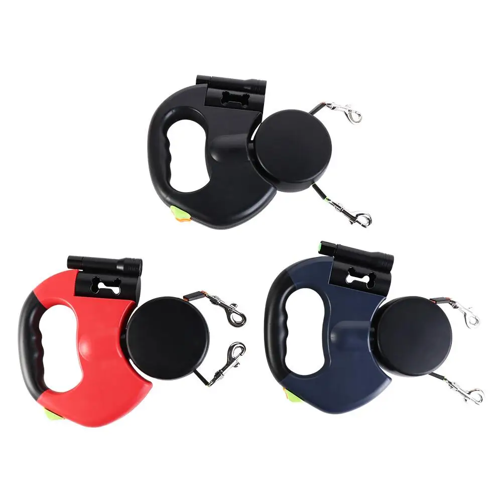 With Lights Double Dog Walking Leash Adjustable Plastic Dual Retractable Rotation Rope 360 Swivel 1005010292991148