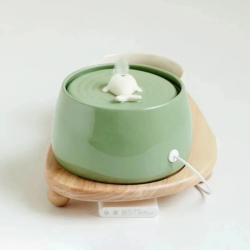 1.3 L Ceramic Cat Water Fountain USB Charging Pet Water Feeders Dogs Automatic Circulating 1005010297698951
