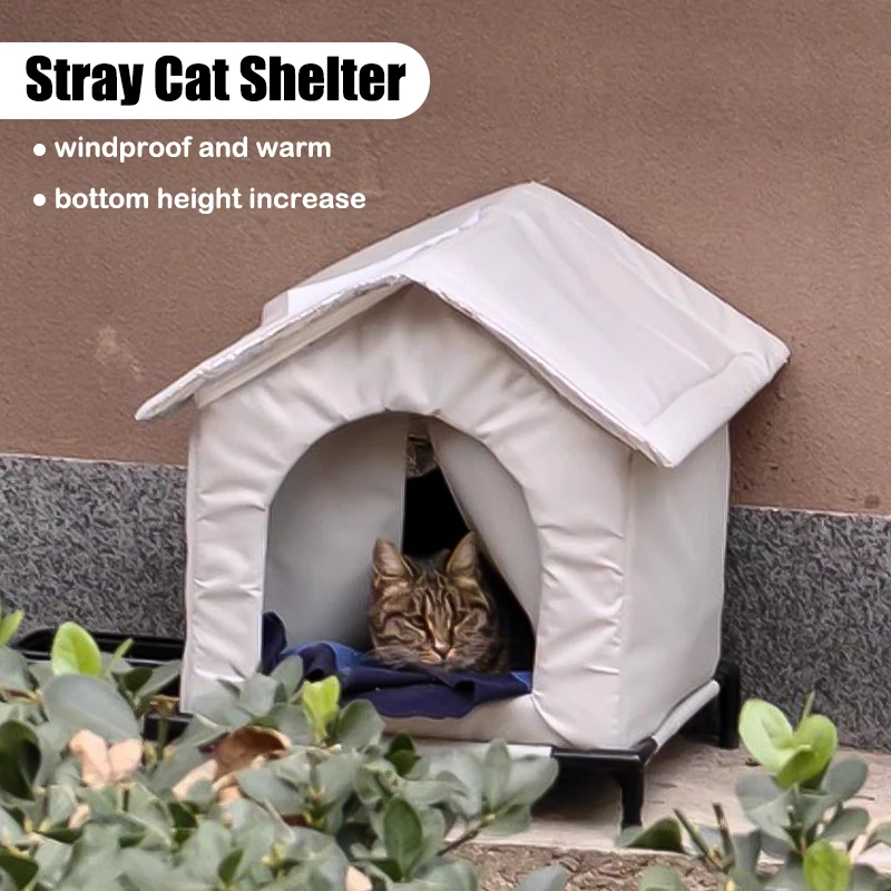 Foldable Stray Cat Dog House Cold Resistant and Weatherproof Pet Bed Tent Shelter Kennel Portable 1005010297809603