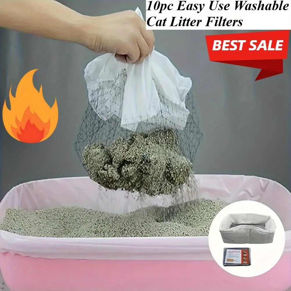 10pcs Washable Cat Litter Filters, Easy to Use, Recyclable, Excellent Workmanship 1005010298095441