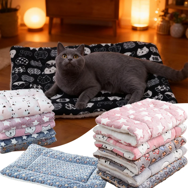 Thicken Cat Dog Mat Breathable Flannel Soft Pet Cushion for Dog Cats Winter Warm Cat Sleeping Mat 1005010298129971