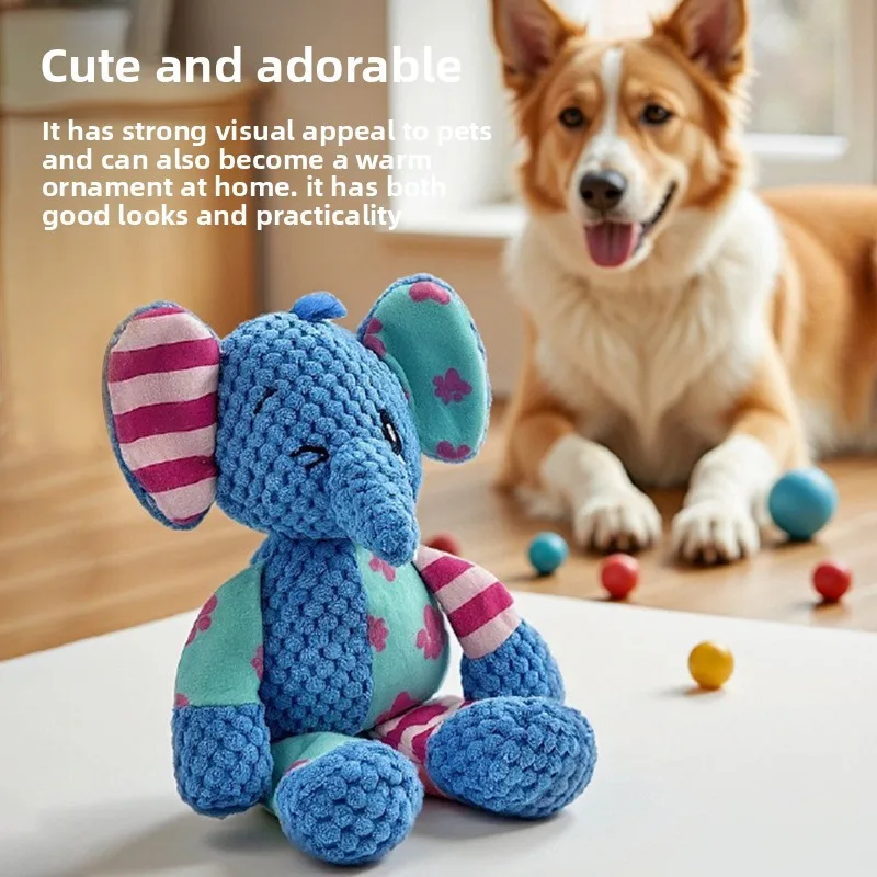 Interactive Squeaky Dog Chewing Toy Pet Dog Plush Toy Cute Fox Elephant Bite Resistant Dog Teeth 1005010299361721
