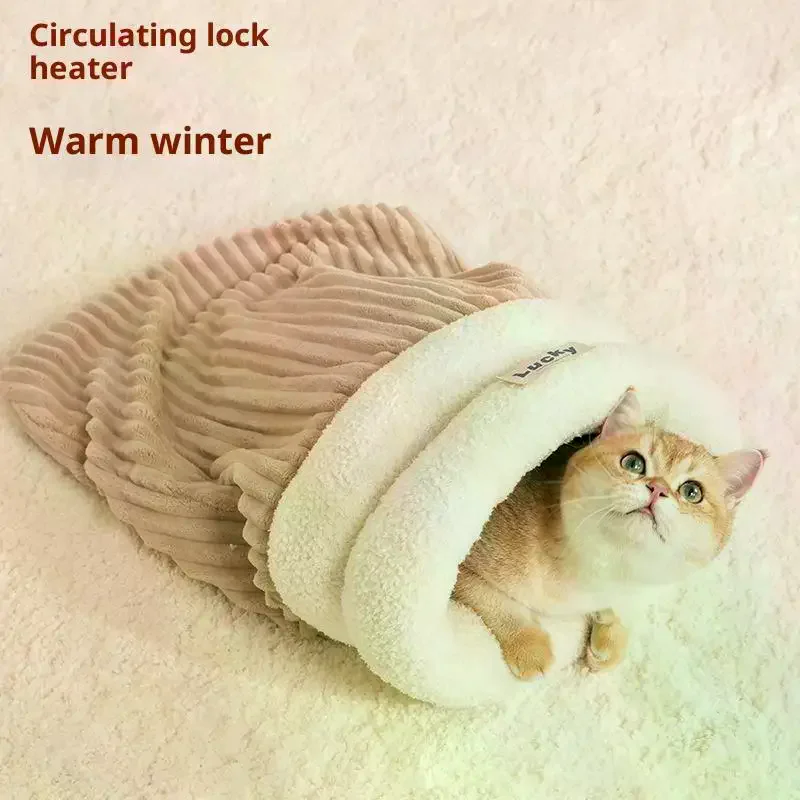 Closed Cat Nest Thickened Bed Sleeping Bag Indoor Cats Winter Warm Soft Cave Comfortable Pet 1005010299454735