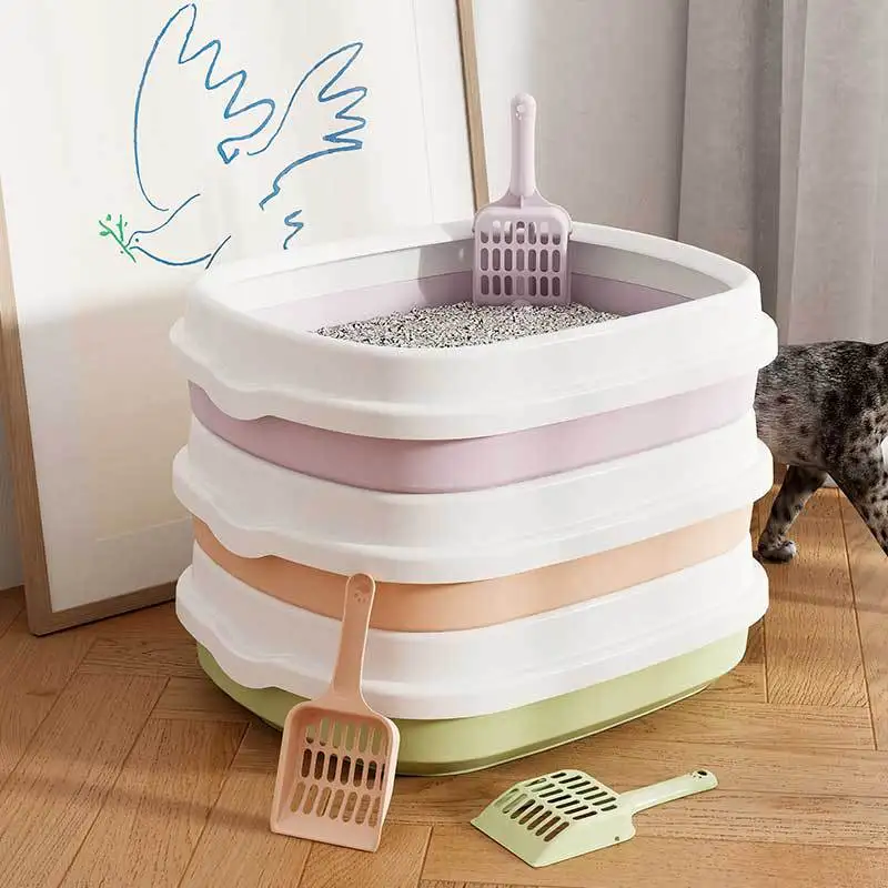 Large Cat Litter Box Semi-Enclosed Pet Toilet Anti-Splash Plastic Open Feces Container Detachable 1005010299516287