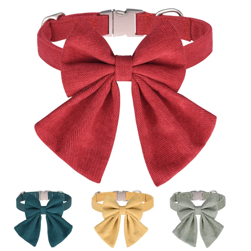 Dog Collar with Detachable Bow Tie Adjustable Bows for Small Dogs with Metal Buckle Ribbon Bow Dog 1005010299673779