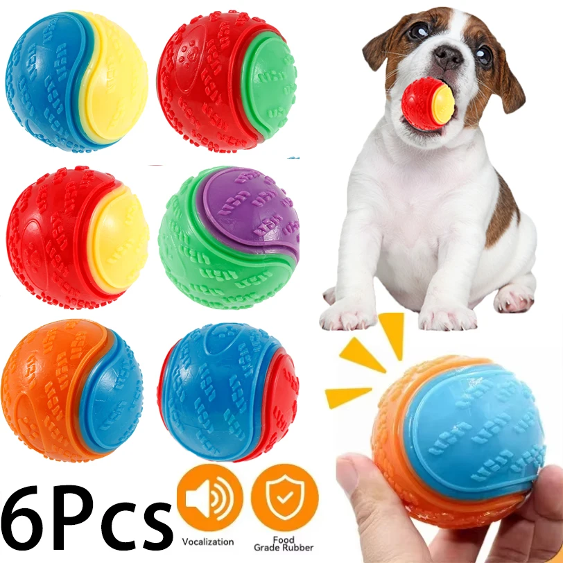 6Pcs Dog Squeaky Balls Toys Interactive Soft TPR Dogs Chew Toy for Pet Teeth Cleaning Bite 1005010304130072