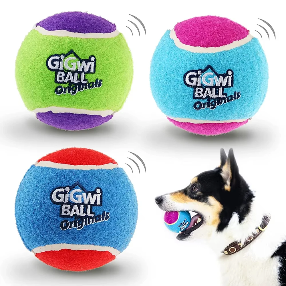 OUZEY 4Pcs/Set Pets Dog Squeaky Tennis Ball Toys Bite Resistant High Bounce Sound Rubber Ball for 1005010305077179
