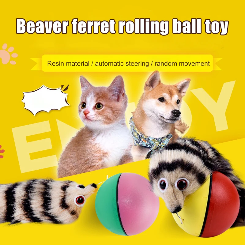Cat Interactive Ball Toys Training Beaver Ball Toy Electric Beaver Weasel Toy Rolling Ball Jump 1005010307816675
