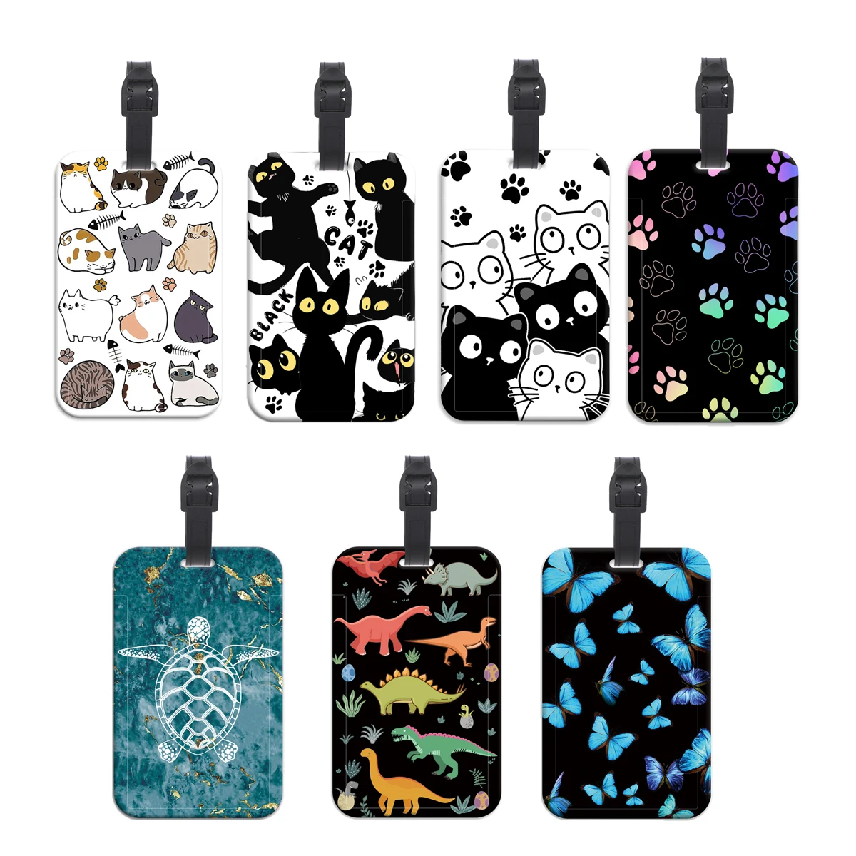 Kawaii Black Cat Plastics Luggage Tags Suitcase ID Addrres Name Holder Baggage Tag Label Travel 1005010310720377