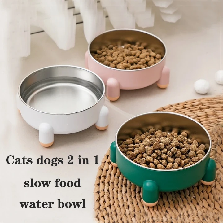 Anti-skid Pet Feeder Bowl Stainless Steel Cats Dogs Food Water Bowl Prevent Spills Messes Promotes 1005010313478289