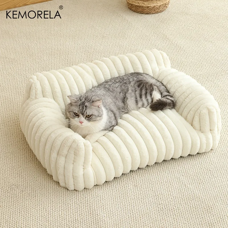 1PCS Cat Sofa Bed-Soft Polyester Pet Bed with Striped Design, Breathable for All Seasons 1005010313643236
