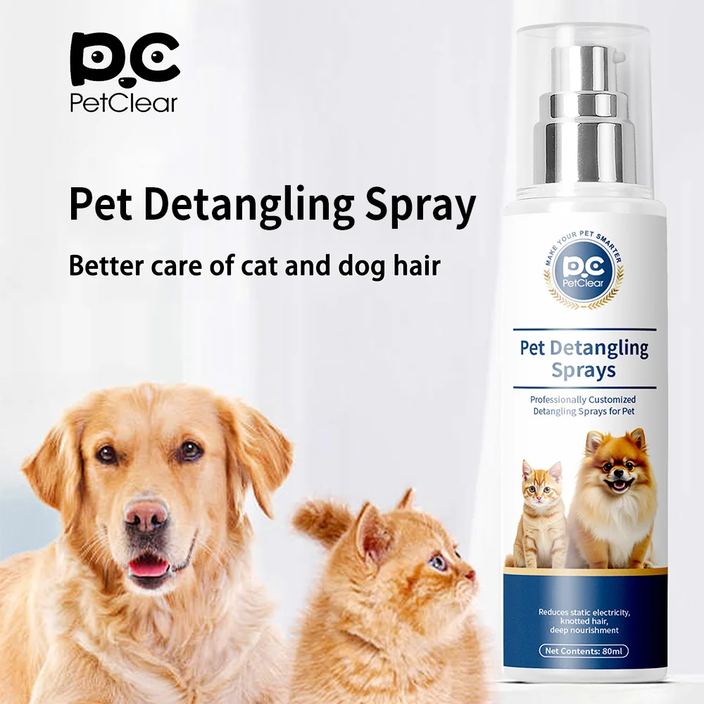 Petclear 80ml Pet Hair Detangler Spray, Anti-Tangle Anti-Static, Mild Hypoallergenic Natural 1005010314339182