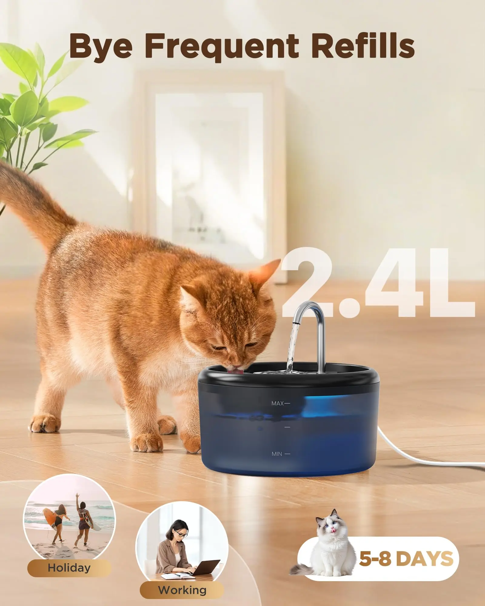 Automatic Water Fountain:pet Water Fountain Pet Water Feeder Indoor Cat/Dog Drinking Bowl Water 1005010314501751