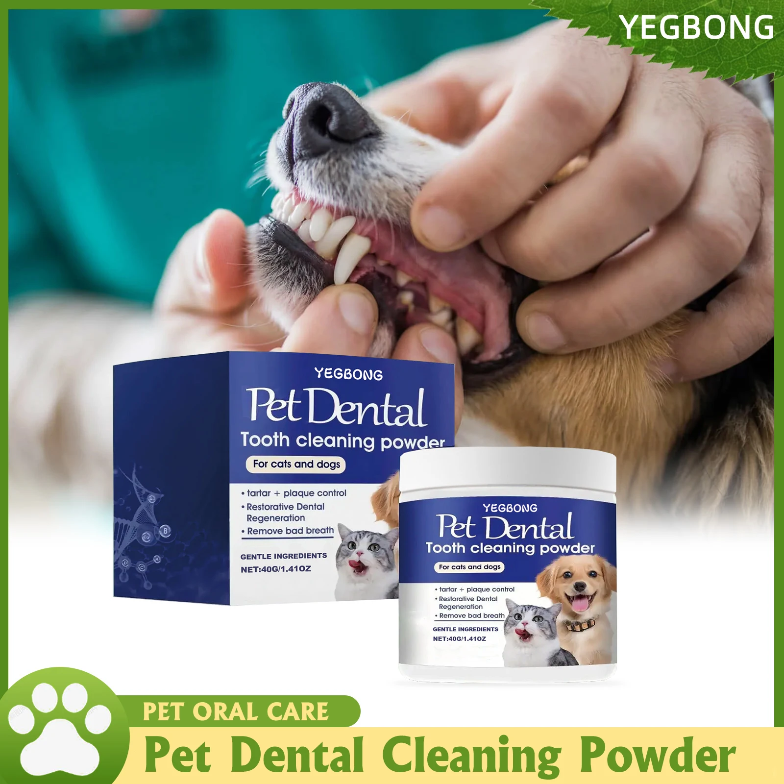 Pet Dental Cleaning Powder Eliminates Oral Odors Remover Dog Teeth Plaque Reduces Calculus Tooth 1005010315657748