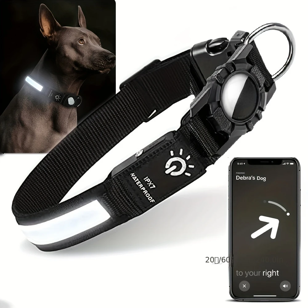 New Pet Collars Waterproof Led for Apple Airtag GPS Finder Light USB Dog Walking Swimming at Night 1005010316220971