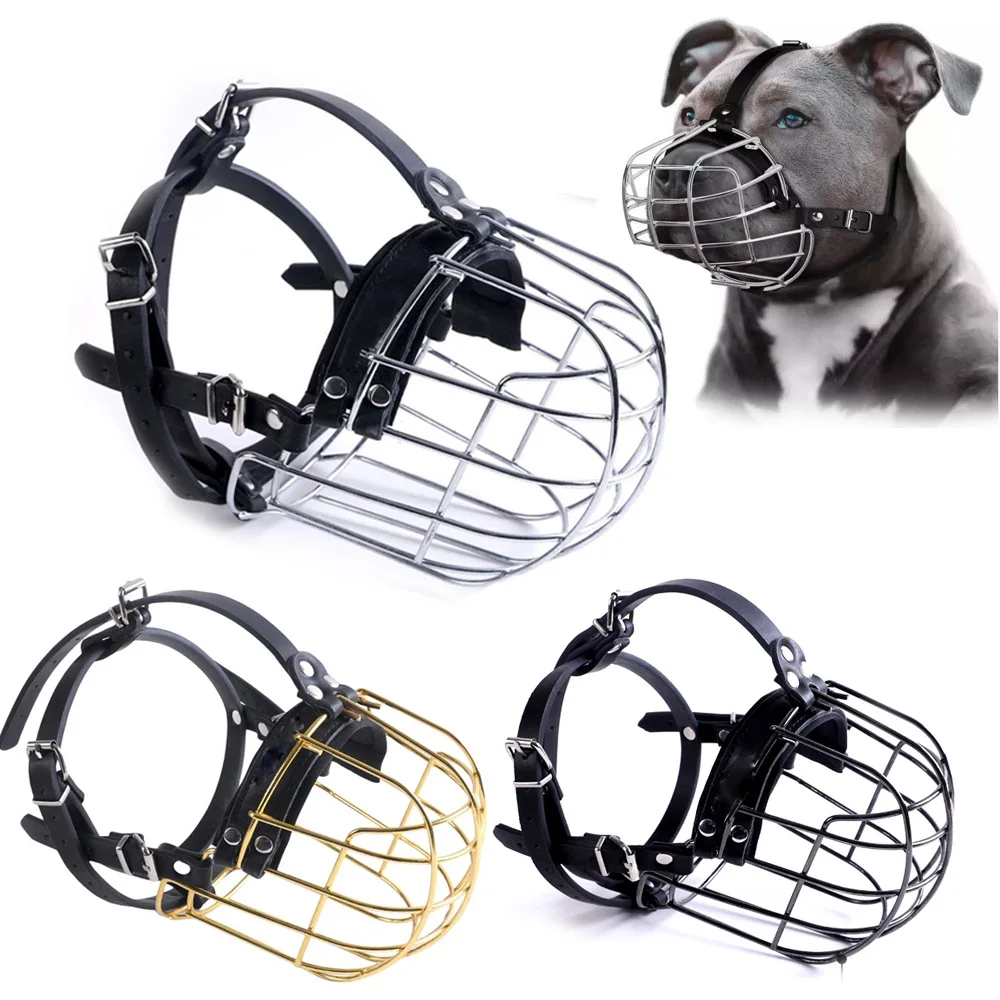 Dog Muzzle Adjustable Robust Pvc/Metal Wire Basket for Large and Very Large Dogs with Leather 1005010321927053