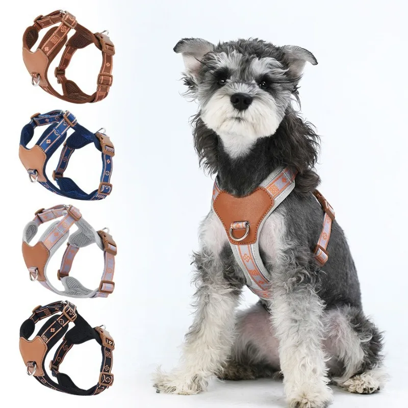 Pet Dog Harness with Durable Webbing Anti-Deformation Alloy Ring 4 Points Adjustable Breathable 1005010323393425