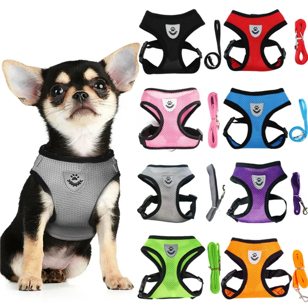 Cat Small Dog Breathable Mesh Harness And Leash Kitten Cats Harnesses Little Dog Puppy Harness For 1005010336730915