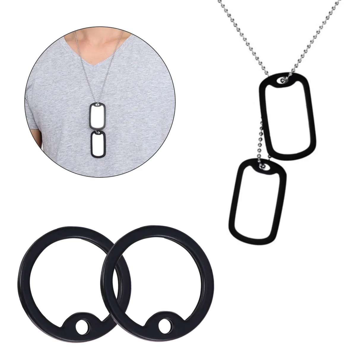 2Pcs Military Dog ID Silencers Silicone Dogtag Silencers Custom Make Necklaces for Pet Collar 1005010339951965