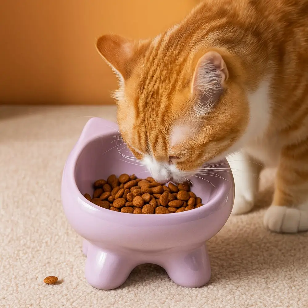 Cat Supplies Bow-Tie High-Leg Cat Bowls Large-Diameter Anti-Slip Dog Feeder Dish Cute Neck 1005010341880396