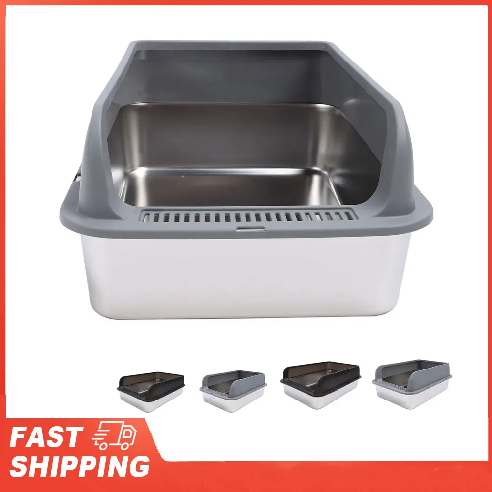 Stainless Steel Litter Box Anti Splashing Odorless Easy to Clean High Sides Semi Enclosed Cat 1005010347543497
