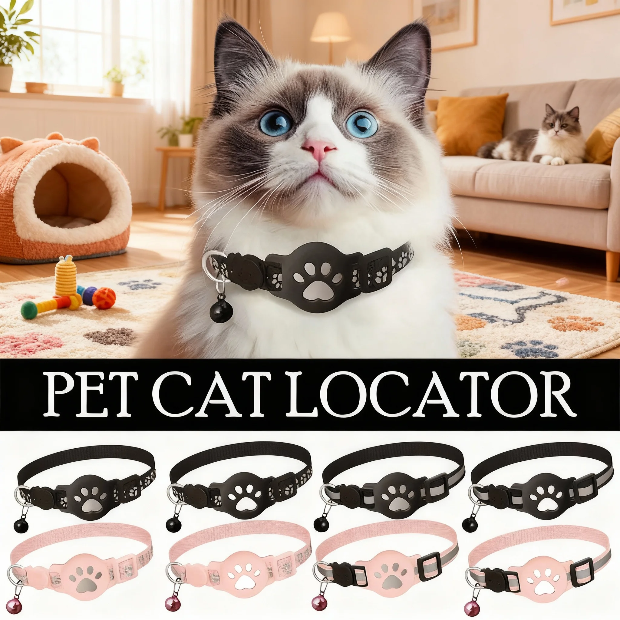 Cat Locator Collar Lightweight Adjustable Real Time GPS Tracking Outside Reflective Strips For 1005010354673864