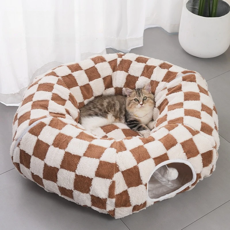 Cat Cave Donut Interactive Toys Washable with Ball Tunnel Kitten Bed for Puppy Small Dog Bunny Pet 1005010360680329