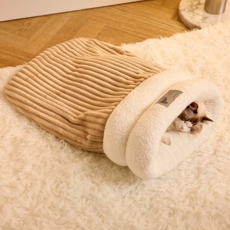 Autumn and Winter Cat Sleeping Bag Semi-Enclosed Nest Warm Small Medium-Sized Pet Bed Cozy House 1005010362288088