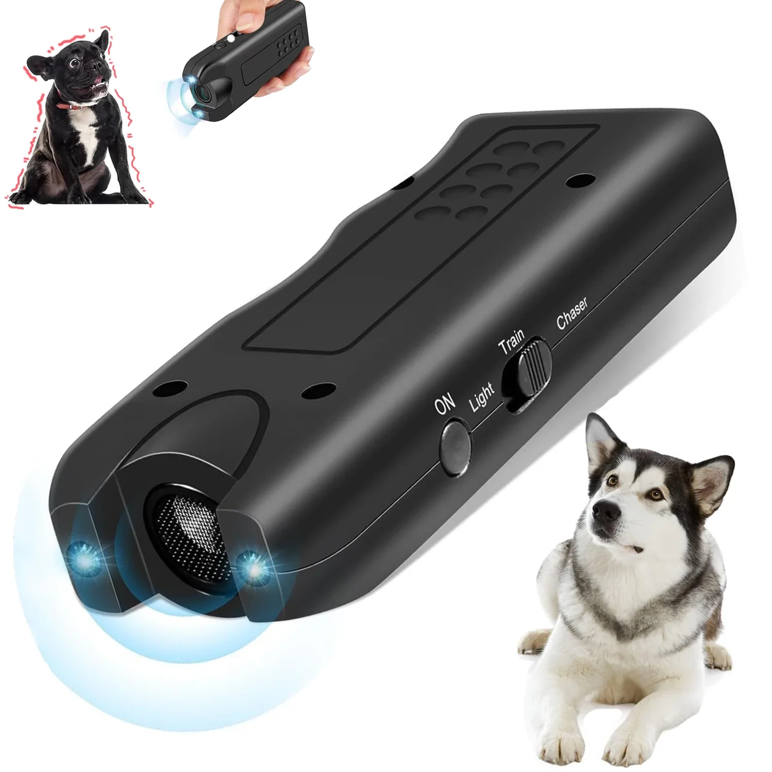Portable Ultrasonic Dog Repeller Pet Training Device Outdoor Animal Deterrent with LED Light 1005010364491301