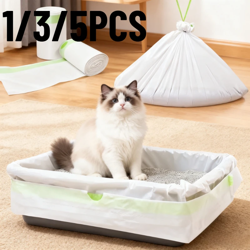1/3/5 Rolls Of Cat Litter Box Lined With Ultra Durable Drawstring Cat Litter Box Bag Pet Supplies 1005010369285445