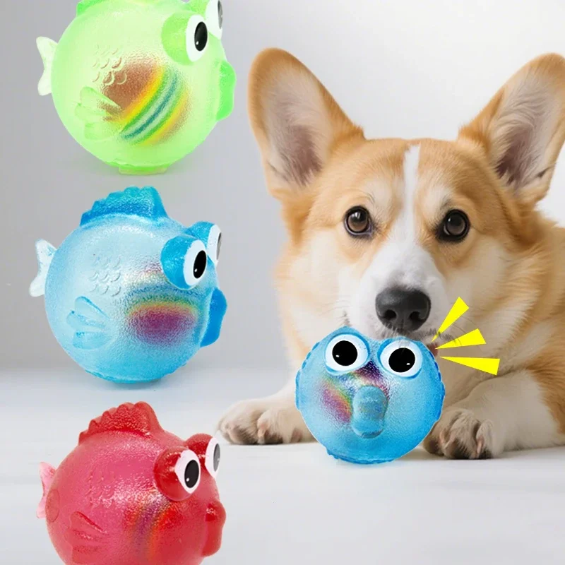 Dog Chewing Toy Training Sound Silicone Ball Simulated Fish Shape Dog Toy Interactive Cleaning 1005010375129485